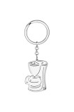 Agățătoare de chei cu cești de cafea din oțel inoxidabil, farmec pentru mașină de cafea, bijuterii &ndash; argint