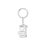 Agățătoare de chei cu cești de cafea din oțel inoxidabil, farmec pentru mașină de cafea, bijuterii &ndash; argint