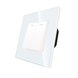 Intrerupator dublu Luxion LXD-MP004GF-W, incastrat, rama din sticla inclusa, alb