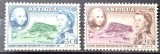2 timbre Antigua 1961 &ndash; Nelson's Dockyard Restoration &ndash; Regina Elisabeta II -A85, Stampilat