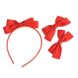 Set bentita rosie cu doua agrafe rosii