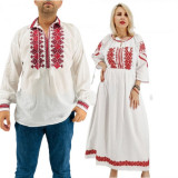 Cumpara ieftin Set Cuplu Traditional 587 Camasa Traditionala si Rochie Traditionala