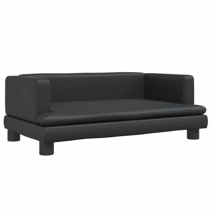 Pat de caini, negru, 80x45x30 cm, piele ecologica