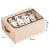 Cutie Depozitare cu Cadru Metalic, pentru Incaltaminte, Haine, Lingerie, Fermoar Calitativ, Fereastra Transparenta, Manere Laterale, 40 x 30 x 15 cm B