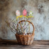 Set decoratiuni Paste oua pe bat 6 buc, decor ghiveci si aranjamente florale, oua decorative 4 cm