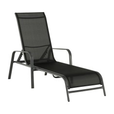 Sezlong de gradina reglabil negru gri Atreo 64x161x100 cm