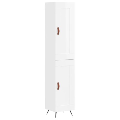 Dulap inalt, alb extralucios, 34,5x34x180 cm, lemn prelucrat foto
