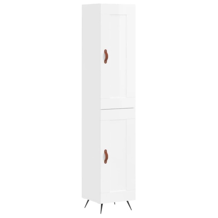 Dulap inalt, alb extralucios, 34,5x34x180 cm, lemn prelucrat