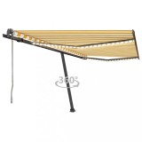 vidaXL Copertină automată cu senzor v&acirc;nt&amp;LED, galben&amp;alb, 450x300 cm