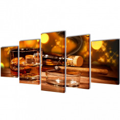 Set Tablouri De Perete Cu Imprimeu Whiskey Si Trabuc 200 x 100 cm 241594