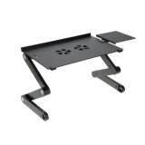 Masa pliabila T8, multifunctionala pentru laptop, 2 coolere +mousepad, NEGRU