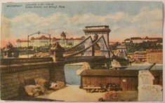 CY - Carte Postala Ilustrata "BUDAPESTA Podul Ketten" Ungaria / circulata la 1918