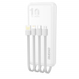 Dudao K6Pro Power Bank Universal 10000mAh Cu Cablu USB, USB Tip C, Alb Fulger (K6Pro-alb) K6PRO-WHITE