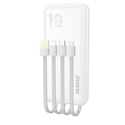 Dudao K6Pro Power Bank Universal 10000mAh Cu Cablu USB, USB Tip C, Alb Fulger (K6Pro-alb) K6PRO-WHITE foto