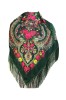 Esarfa tip sal cu flori, Dacali, verde, 107 x107 cm, Marime universala