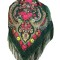 Esarfa tip sal cu flori, Dacali, verde, 107 x107 cm