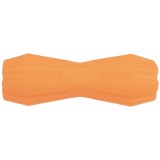 Jucarie din cauciuc eco pentru caini, forma de Gantera cu Gaura, 15 cm, portocaliu