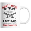 Cana alba personalizata &quot;Dont mess with me, I get paid stab people with sharp objects&quot;, INOVATIX&reg;. 330ml, Oem