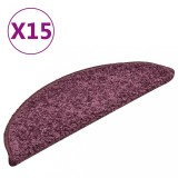 Cumpara ieftin Covorase pentru scari, 15 buc., 56x17x3 cm, violet inchis, semirotunde