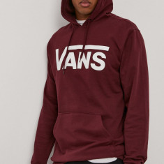 Vans Hanorac de bumbac bărbați, culoarea bordo, cu imprimeu