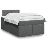 Gossi pat box spring cu saltea, gri inchis, 120x190 cm, textil