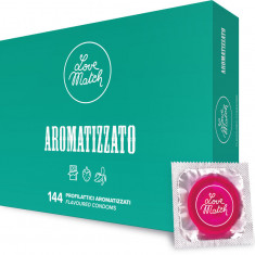 Prezervative profesionale, Love Match Aromatizzato, arome de ciocolata, capsuni si banane, 144 buc