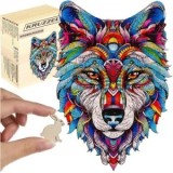 Puzzle 170 piese din lemn Lup, multicolor