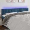 VidaXL Tăblie de pat cu LED, albastru &icirc;nchis, 200x5x78/88 cm, catifea 3121920