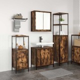 VidaXL Set de mobilier pentru baie 3 piese din stejar fumuriu - Lemn prelucrat