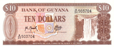 Guyana 10 Dolari ND (1966-1992) - V19, P-23 UNC !!! foto
