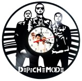 Ceas de perete decorativ realizat din disc de vinil, Model Depeche Mode Synth Pop Rock Dave Gahan, Negru, 30 cm