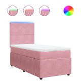 Cumpara ieftin Pat box spring cu saltea, roz, 100x200 cm, catifea