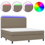 Cumpara ieftin Pat cu arcuri, saltea si LED, gri taupe, 160x200 cm, textil