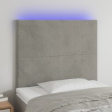 vidaXL Tăblie de pat cu LED, gri deschis, 100x5x118/128 cm, catifea