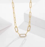 Lantisor cu Zale din Argint 925 si cristale, Aur Galben 18K - ALCA Fine Jewelry