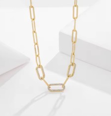 Lantisor cu Zale din Argint 925 si cristale, Aur Galben 18K - ALCA Fine Jewelry