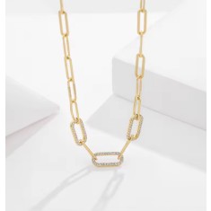 Lantisor cu Zale din Argint 925 si cristale, Aur Galben 18K - ALCA Fine Jewelry