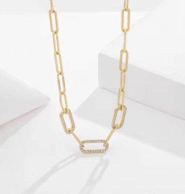 Lantisor cu Zale din Argint 925 si cristale, Aur Galben 18K - ALCA Fine Jewelry foto