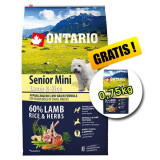 Cumpara ieftin ONTARIO Senior Mini Lamb &amp;amp; Rice 6,5kg + 0,75kg