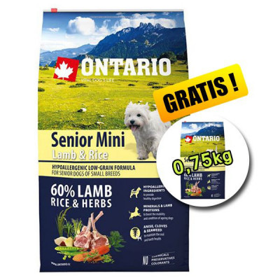 ONTARIO Senior Mini Lamb &amp;amp;amp; Rice 6,5kg + 0,75kg foto