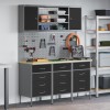 VidaXL Set banc de lucru, 7 piese, negru, oțel