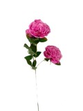 Bujor Artificial 70cm cu 3 Flori, Roz, Decor Acasă, Aranjament Floral Textil PVC
