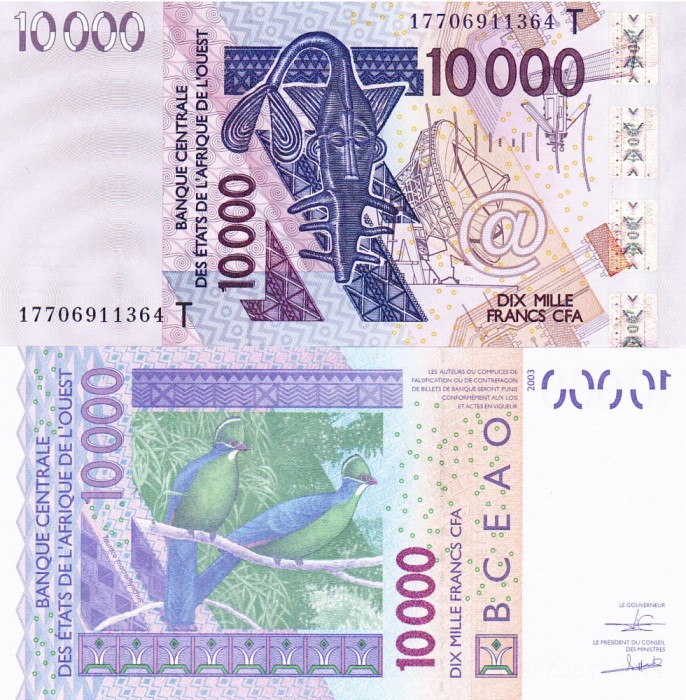 Statele Africii de Vest 10 000 Franci Togo 2017 UNC