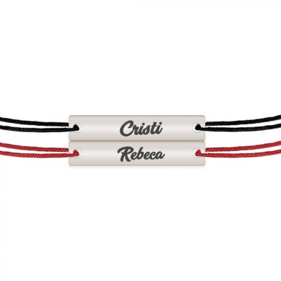 Chris - Set bratari snur personalizate din argint tablite cu nume foto