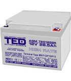 Acumulator AGM VRLA plumb acid 12V 28.5A High Rate 165x175xh126mm M5, Ted
