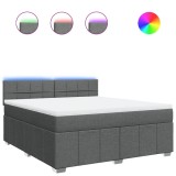 Cumpara ieftin Pat box spring cu saltea, gri inchis, 180x200 cm, textil