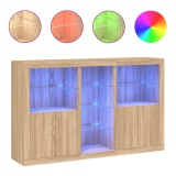 Servanta cu lumini LED, stejar sonoma, 162x37x100 cm