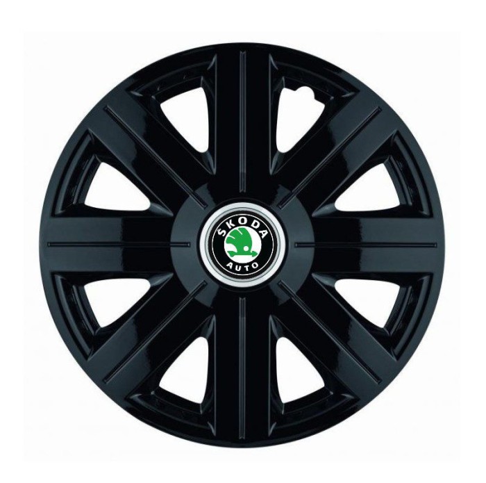 Set 4 Capace Roti pentru Skoda, model Cosmos Black, R15
