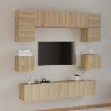 VidaXL Set dulap TV, 8 piese, stejar sonoma, lemn prelucrat 3114408