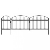 VidaXL Poartă de gard de grădină cu arcadă, negru, 1,75 x 5 m, oțel 144371